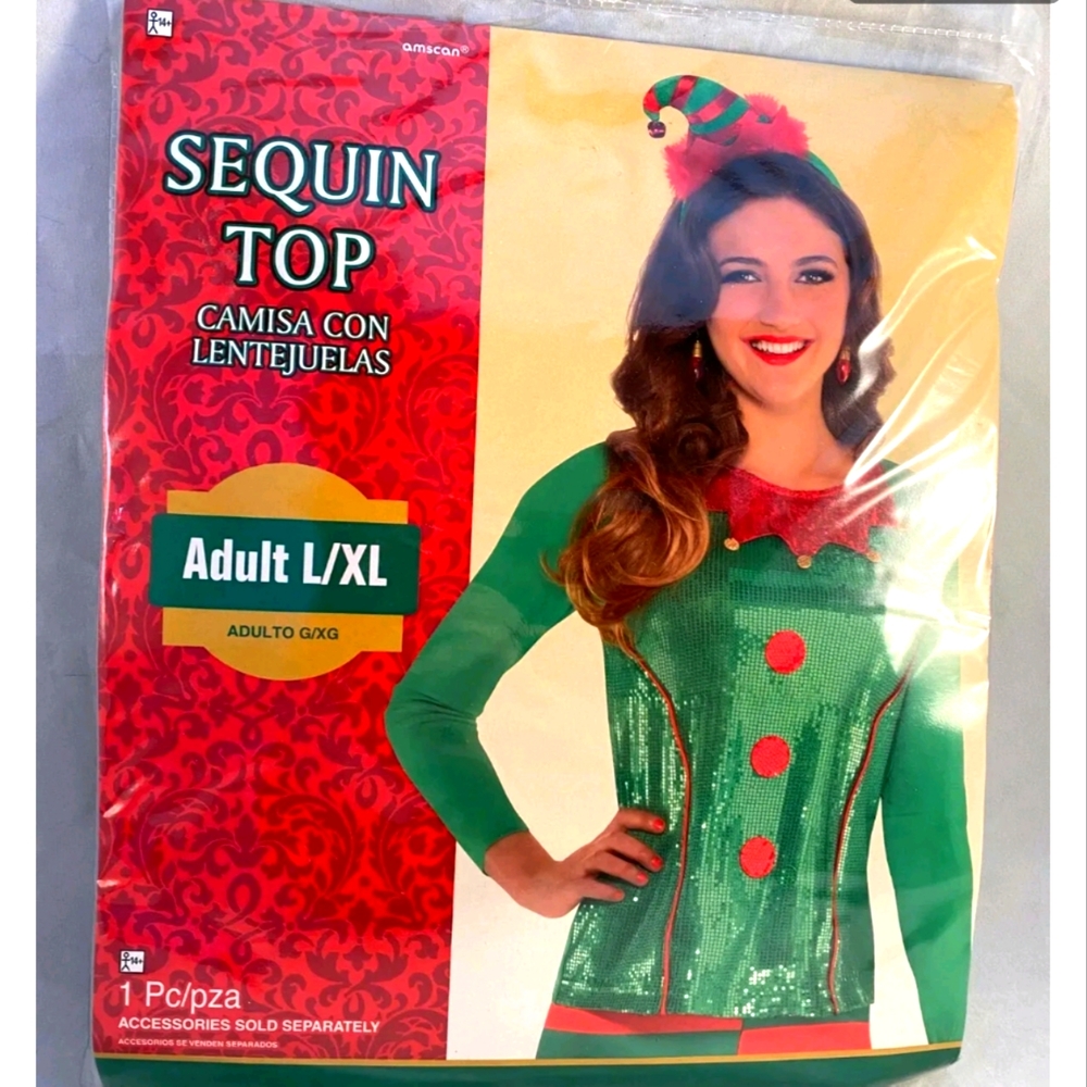 WOMANS XMAS Elf Sequin TopGreat for the holidays